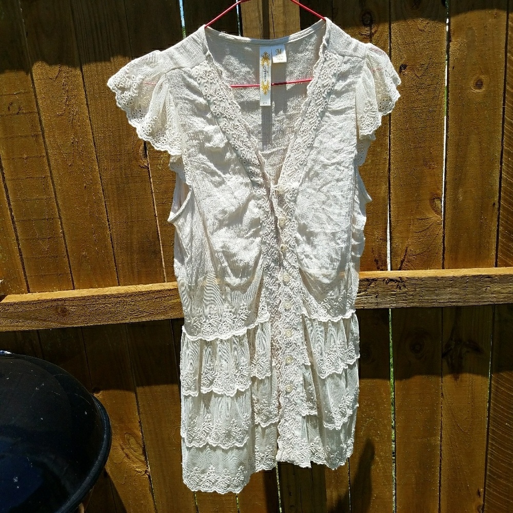 A cream lacey top
